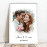Personalisiertes Poster mit Foto und Wasserfarben-Effekt für Paare zum Valentinstag Euer Valentinstag – Motiv 7