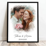 Personalisiertes Poster mit Foto und Wasserfarben-Effekt für Paare zum Valentinstag Euer Valentinstag – Motiv 5