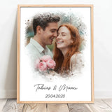 Personalisiertes Poster mit Foto und Wasserfarben-Effekt für Paare zum Valentinstag Euer Valentinstag – Motiv 11