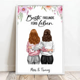 Personalisiertes Poster für Freundinnen und Schwestern mit Illustration Besties für immer – Motiv 7