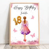 Personalisiertes Poster zum Geburtstag für Frauen mit Ballonzahl Happy Birthday – Motiv 14