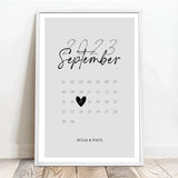 Personalisiertes Poster für Paare im Kalender Design zum Jahrestag Unser Tag – Motiv 9