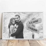 Personalisiertes Poster mit Fotoupload und Jahrestag für Paare Weg der Liebe – Motiv 9