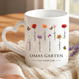 Personalisierte Blumen-Tasse mit Druck für Oma und Mama – Hier wächst Liebe – Motiv 6