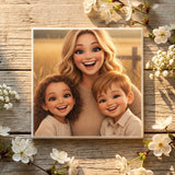 Personalisierte Deko-Fliese mit Foto für Mama – Cartoon Love Mama – Motiv 4