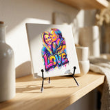 Personalisierte Deko-Fliese mit Foto für Paare Streetart LOVE – Motiv 9