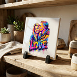Personalisierte Deko-Fliese mit Foto für Paare Streetart LOVE – Motiv 10