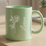 Personalisierte Tasse mit Gravur Geburtsblume und Name – Deine Blume – Motiv 7