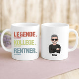 Personalisierte Tasse mit Druck für den Ruhestand – Legende, Kollege, Rentner