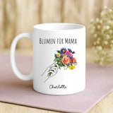 Personalisierte Tasse Blumen für Mama mit Foto für Mama & Papa – Motiv 3