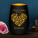Personalisiertes Windlicht mit Gravur zum Valentinstag für Paare – Valentinsherz – Motiv 3