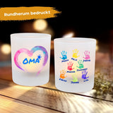 Personalisierter Teelichthalter Hand aufs Herz mit Druck für Oma & Opa