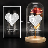 Personalisierte Goldene Rose mit Druck, Karte und Koordinaten für Paare – Wo wir uns fanden – Motiv 2