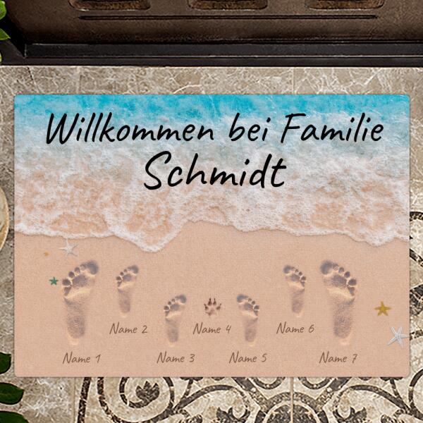 Fußabdrücke Fußmatte 70x50xm personalisiert gefertigt von Love & Faith