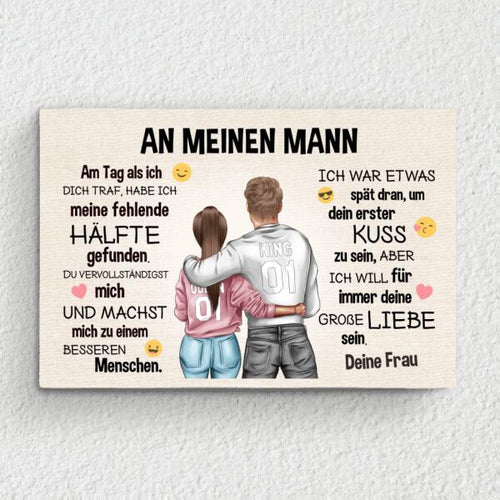 Emoji Love (an ihn - Zeichenstil) - Paar-Leinwand