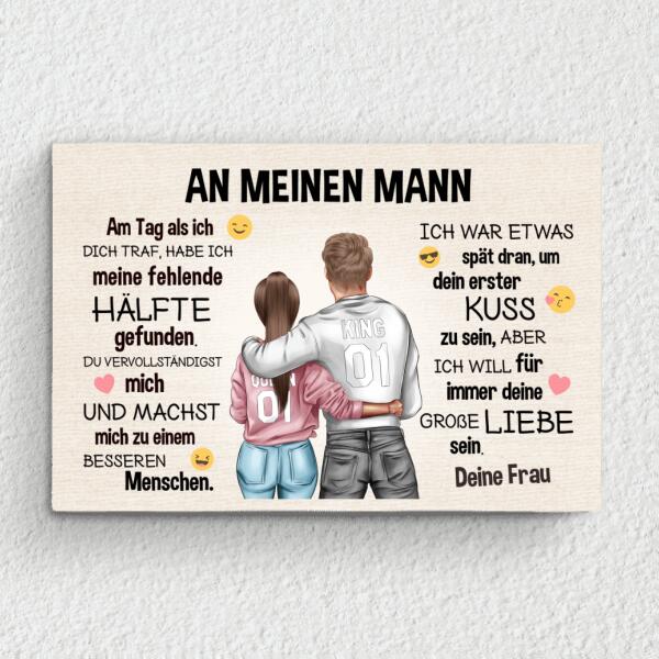 Emoji Love (an ihn - Zeichenstil) - Paar-Leinwand