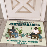 Gartenparadies Fußmatte 70x50cm mit witzigem Spruch personalisiert gefertigt von Love & Faith