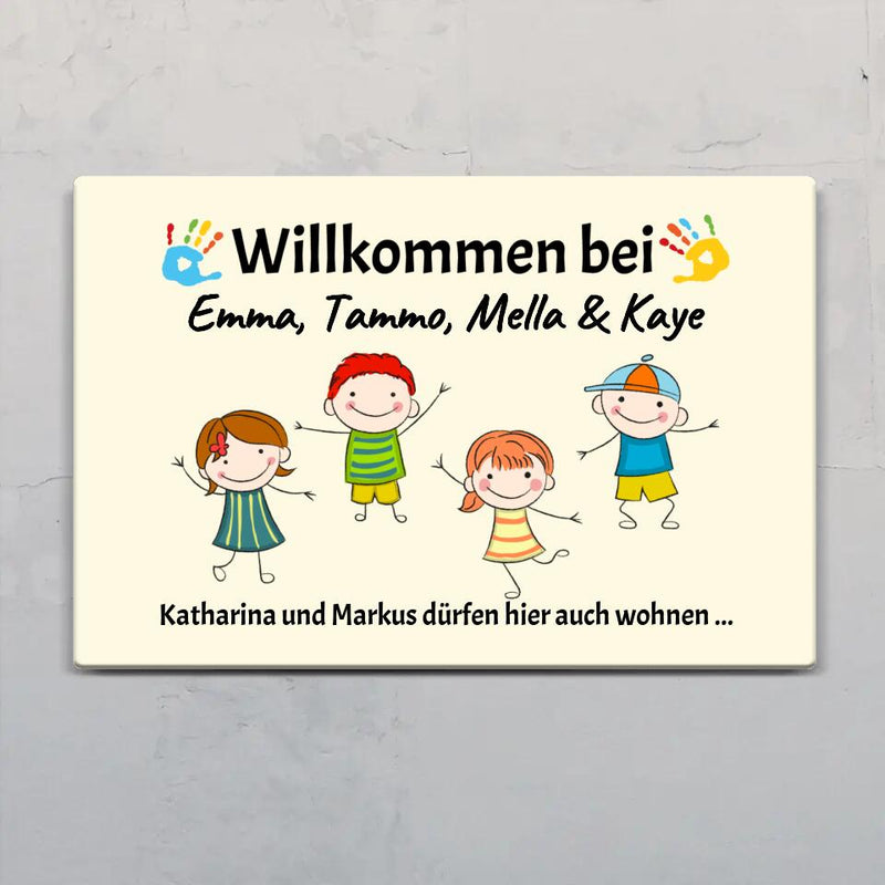 Willkommen bei - Eingangs-Türschild