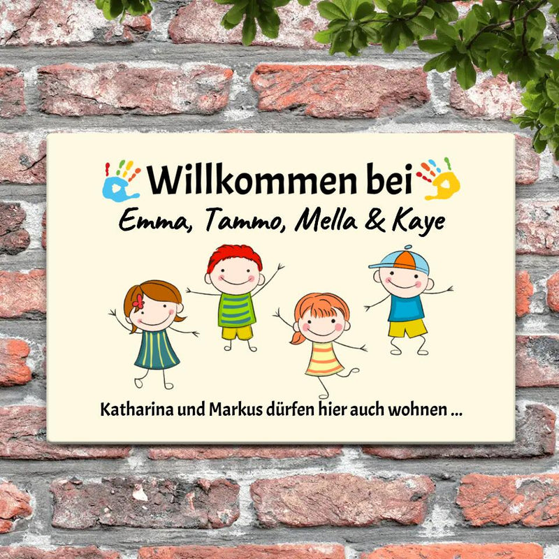 Willkommen bei - Eingangs-Türschild