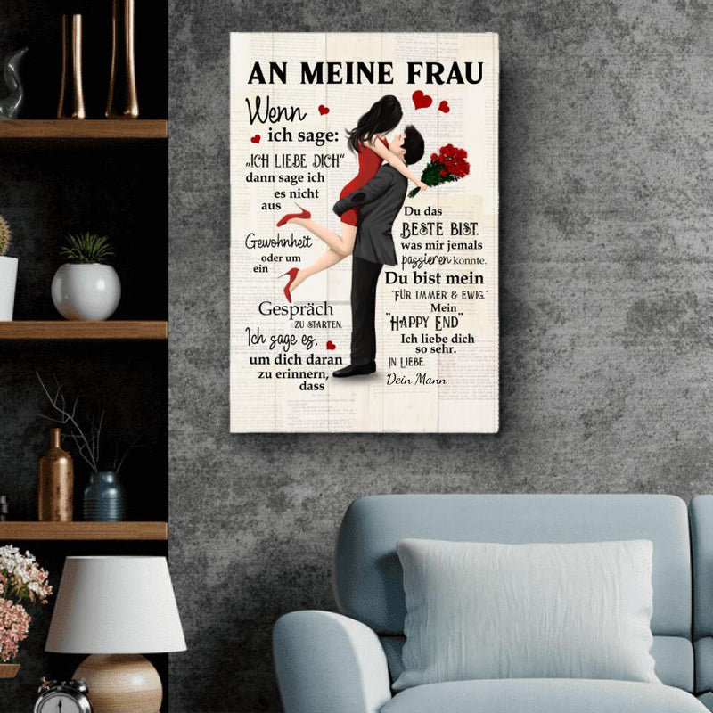 Mein Happy End (an sie - Zeichenstil) - Paar-Leinwand