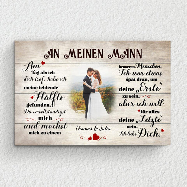 An meinen Schatz (an ihn) - Paar-Leinwand