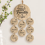 Personalisierte Eichen-Holzdeko mit 8 Namen und Geburtsdaten der Enkelkinder – Zuhause ist, wo die Familie ist Spruch mit Gravur von Love & Faith