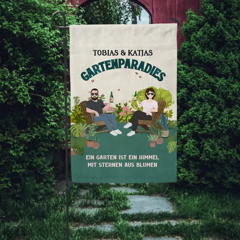 Unser Gartenparadies - Paar-Gartenflagge