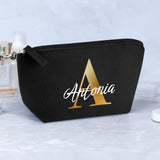 1 Liter schwarze Filz Kosmetiktasche mit Initial und Namen personalisiert mit Love & Faith
