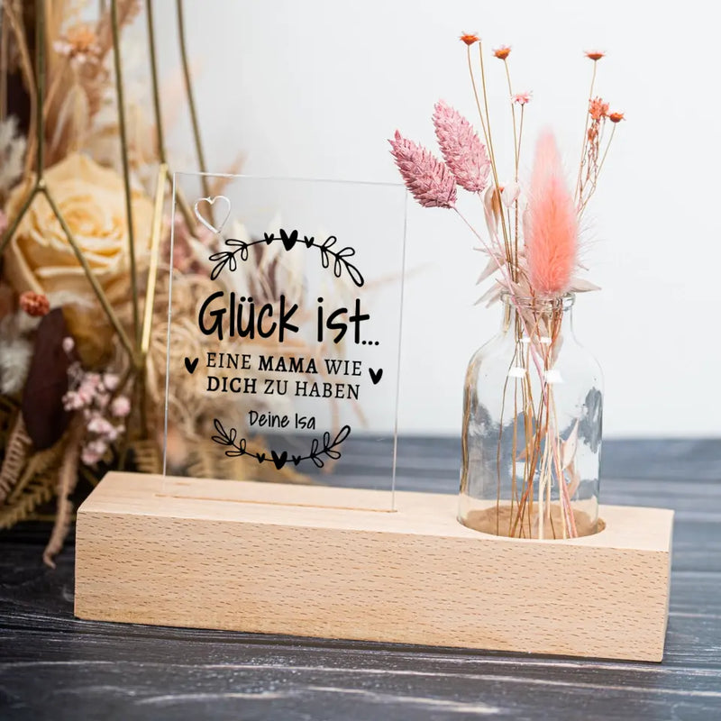 Glück ist ... - Personalisierter Blumenaufsteller für Mama