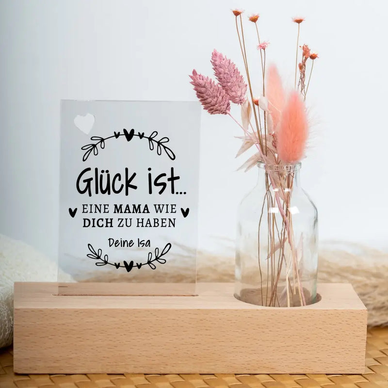 Glück ist ... - Personalisierter Blumenaufsteller für Mama