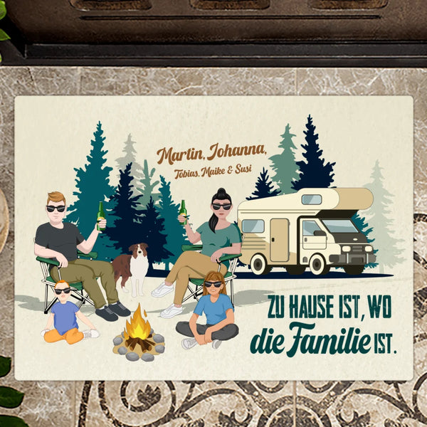 Camping Fußmatte 70x50cm mit witzigem Spruch personalisiert gefertigt von Love & Faith
