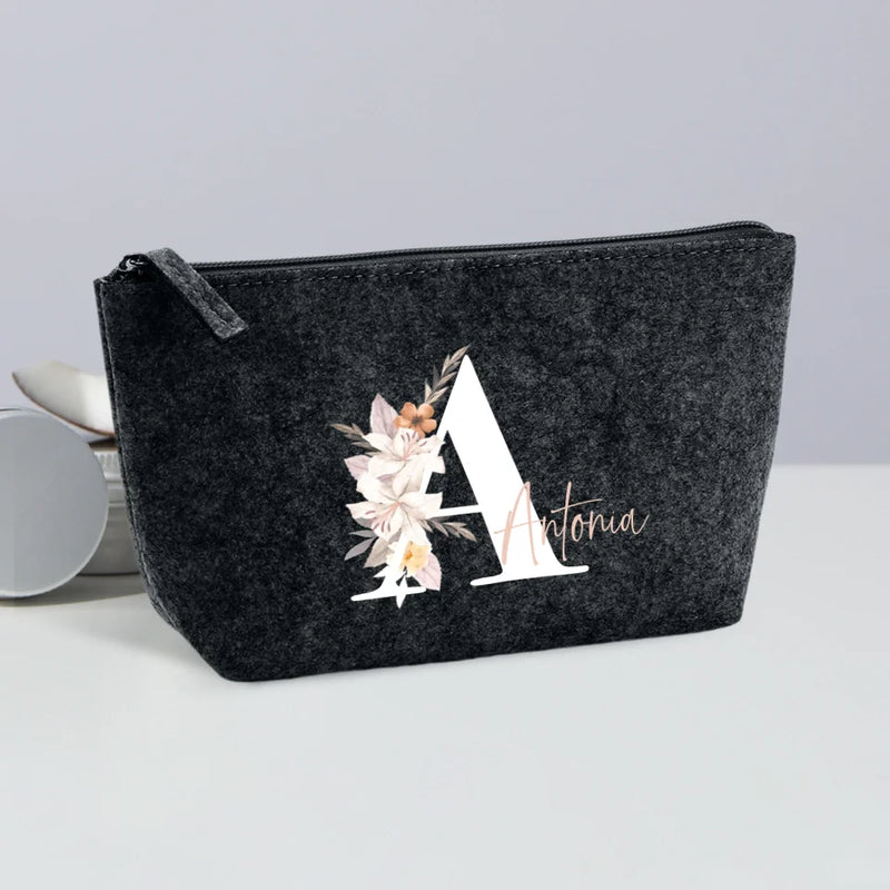 Deine Initiale - Individuelle Kosmetiktasche Filz