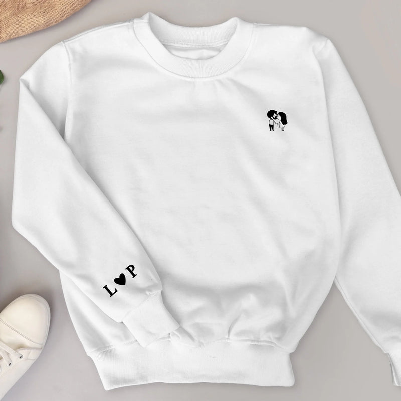 Ich liebe Dich - Personalisierter Premium Sweater mit süßer Illustration und Initialen
