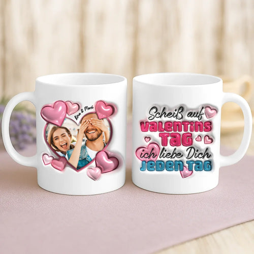 Personalisierte Tasse mit Foto zum Valentinstag für Paare – Unser Valentinstag