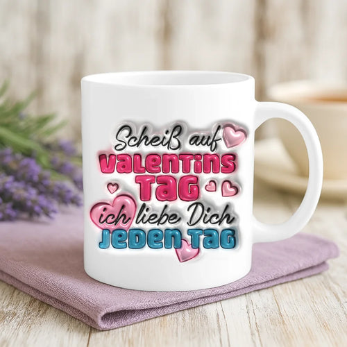 Personalisierte Tasse mit Foto zum Valentinstag für Paare – Unser Valentinstag – Motiv 2