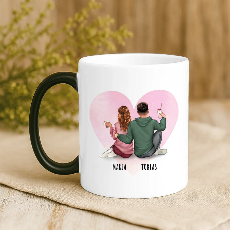 Magische Tasse mit Thermo-Farbwechsel und personalisiertem Namen – witzige Geschenkidee von Love & Faith