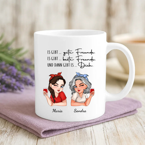 Personalisierte Tasse mit Illustration und Namen für beste Freundinnen – Beste Freunde – Motiv 2