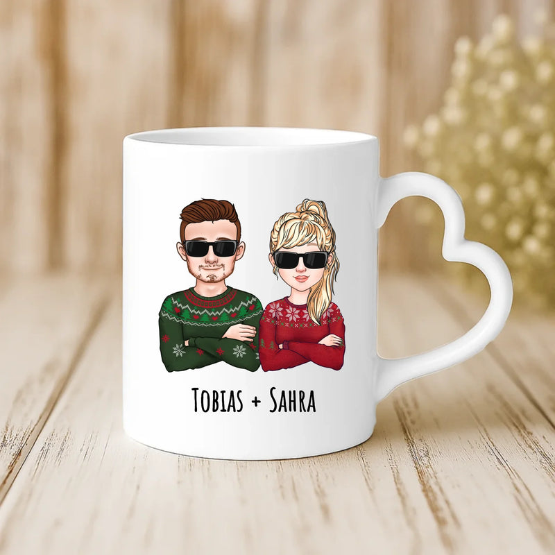 Weiße Tasse mit Herzhenkel und personalisiertem Namen – romantische Geschenkidee von Love & Faith