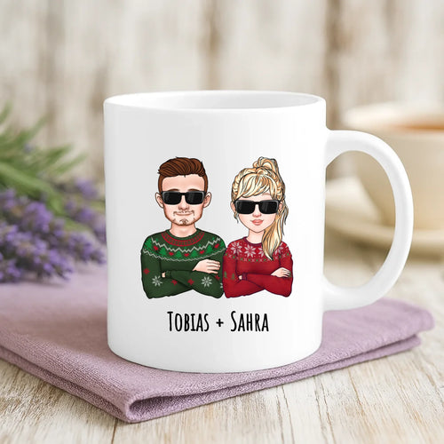 Personalisierte Tasse mit personalisierbarer Illustration und Spruch für Paare Du.Ich.Läuft. mit Foto – Motiv 2