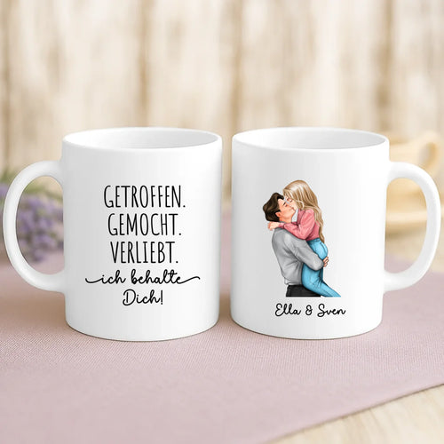 Personalisierte Tasse mit Druck für Paare Ich behalte Dich