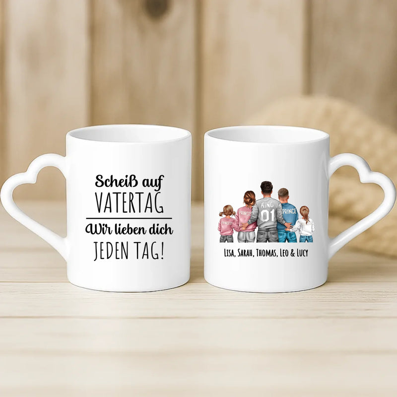 Weiße Tasse mit Herzhenkel und personalisiertem Namen – romantische Geschenkidee von Love & Faith