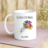 Weiße Tasse mit personalisiertem Spruch und Namen – individuelle Geschenkidee von Love & Faith