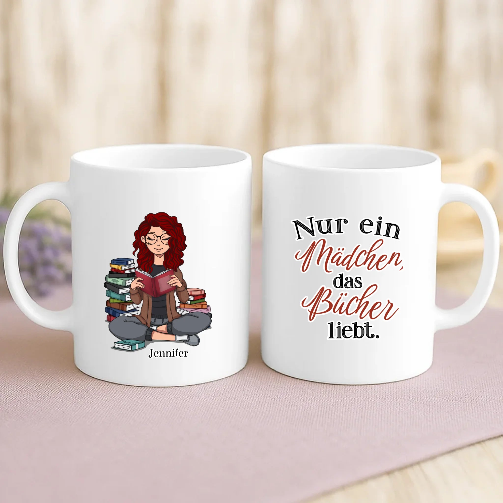 Personalisierte Tasse Büchermädchen mit Foto für beste Freunde