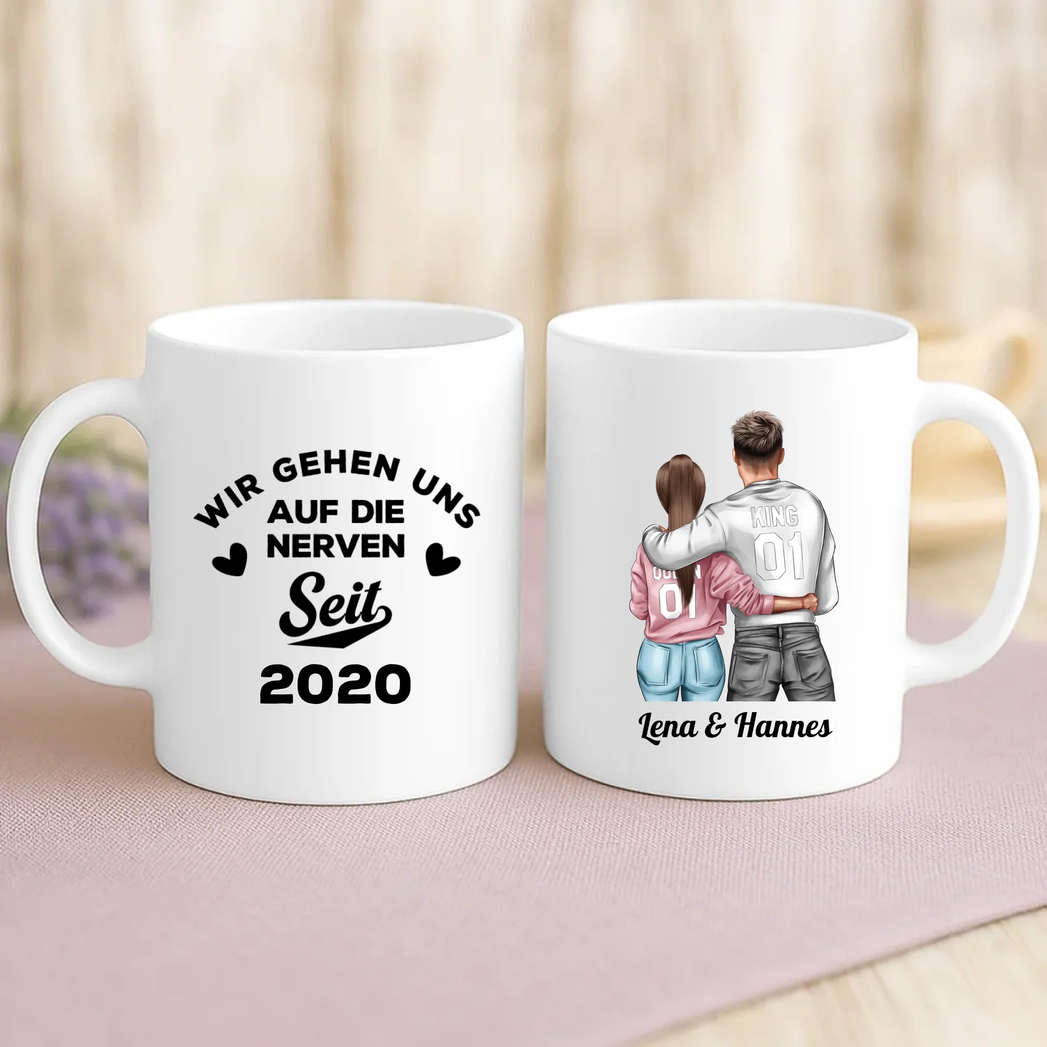 Weiße Tasse mit personalisiertem Spruch und Namen – individuelle Geschenkidee von Love & Faith