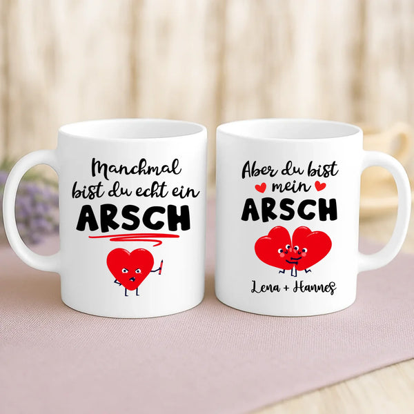 Weiße Tasse mit personalisiertem Spruch und Namen – individuelle Geschenkidee von Love & Faith