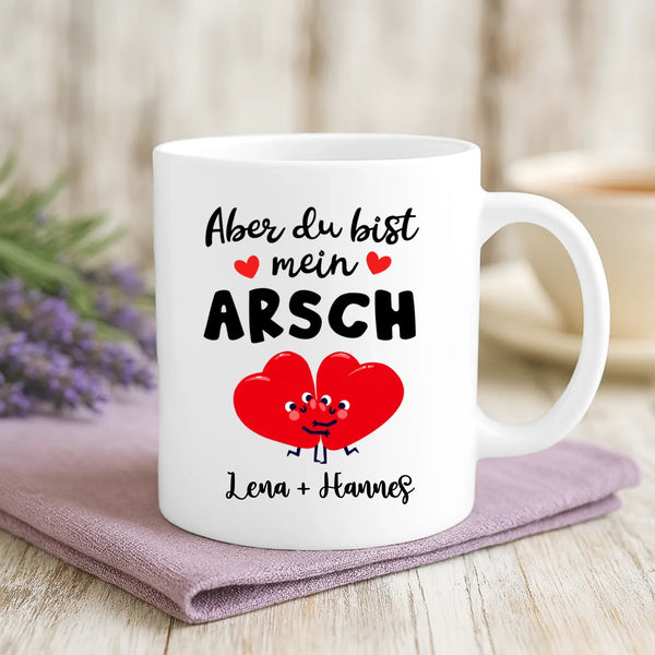 Weiße Tasse mit personalisiertem Spruch und Namen – individuelle Geschenkidee von Love & Faith