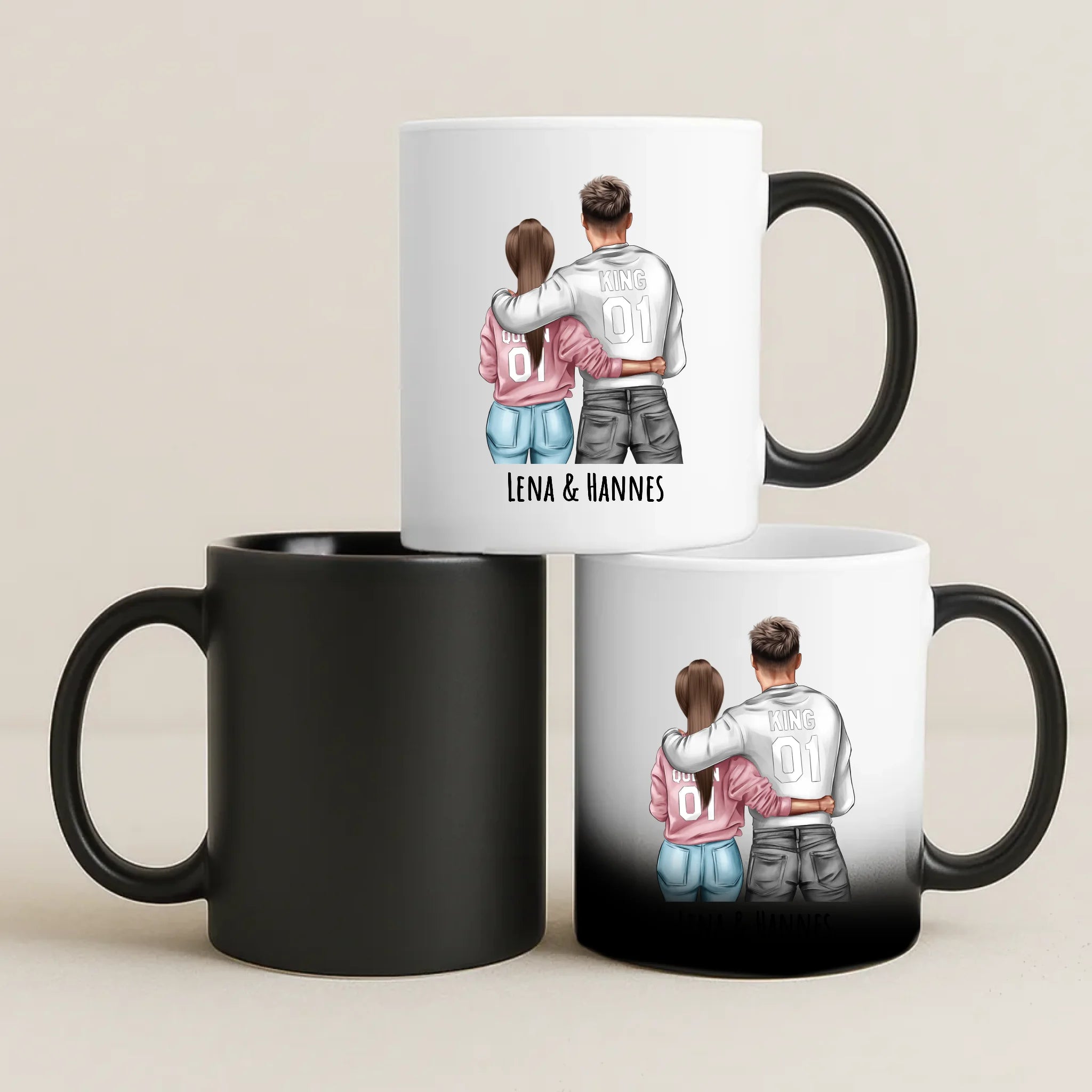 Magische Tasse mit Thermo-Farbwechsel und personalisiertem Namen – witzige Geschenkidee von Love & Faith