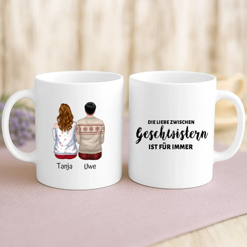 Personalisierte Tasse mit Druck für Geschwister – Geschwister