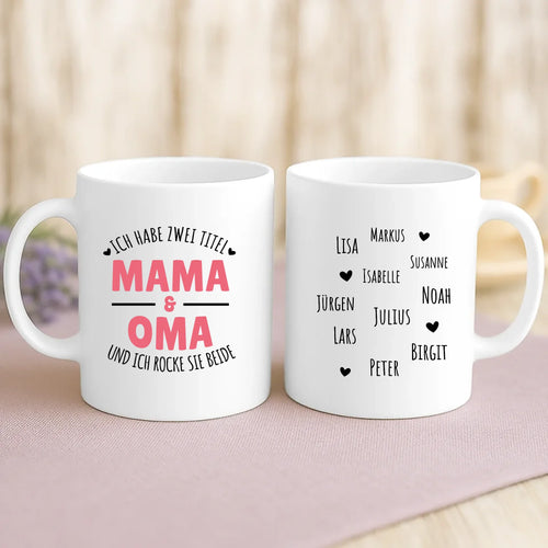 Personalisierte Tasse Ich habe zwei Titel mit Foto für Mama & Papa