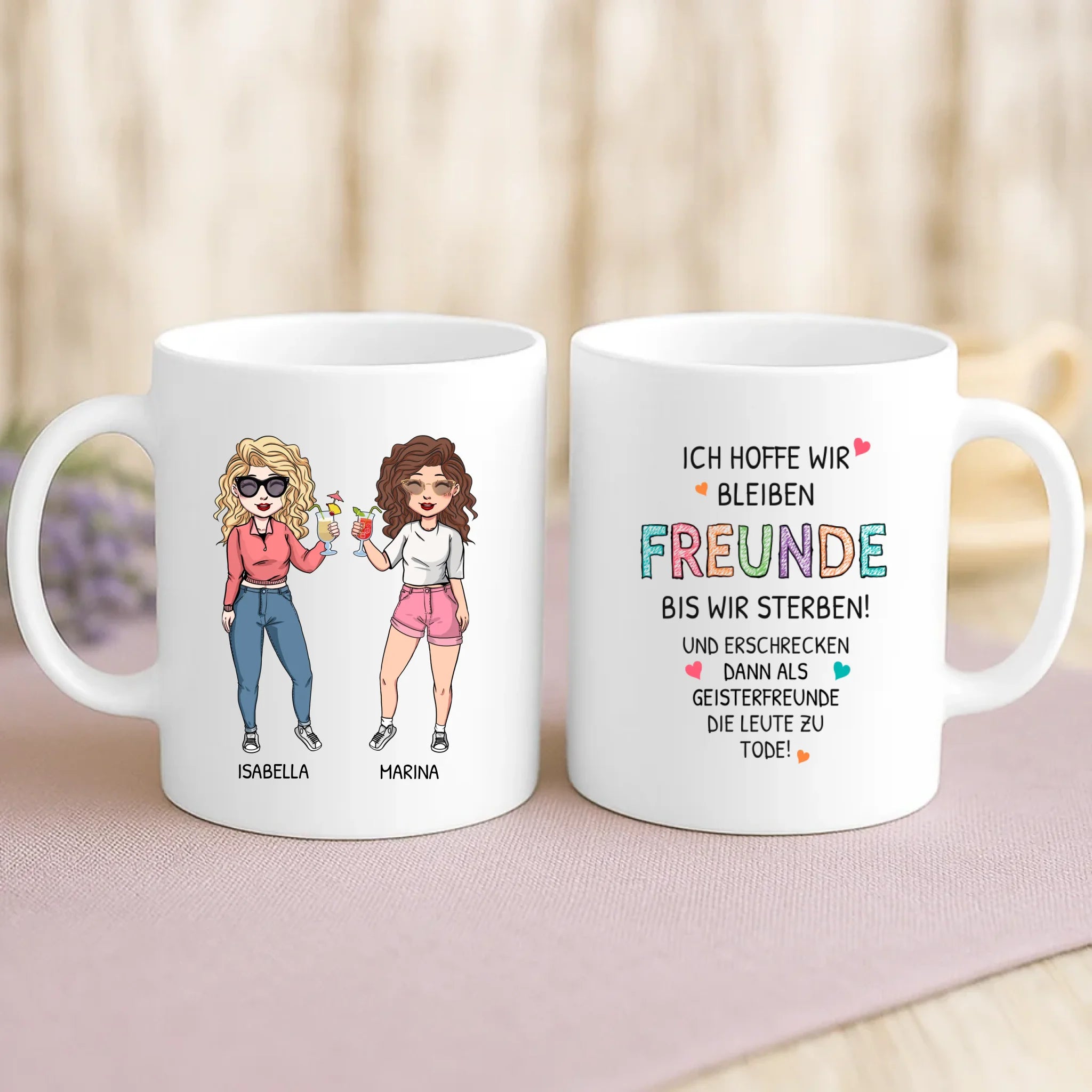 Personalisierte Tasse Geisterfreunde mit Foto für beste Freunde
